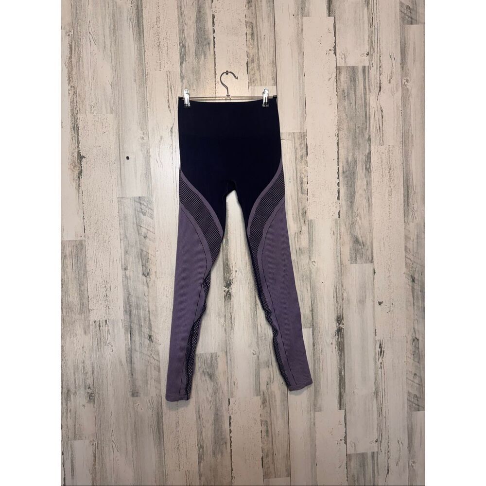 Fabletics Seamless Leggings Womens Small Navy Purple Contrast Ribbed Activewear